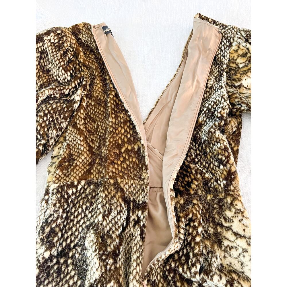 Retrofete | Eleanor Velvet Snake-Print Cocktail Dress | Gold Snake | Sz XS - Picture 11 of 11